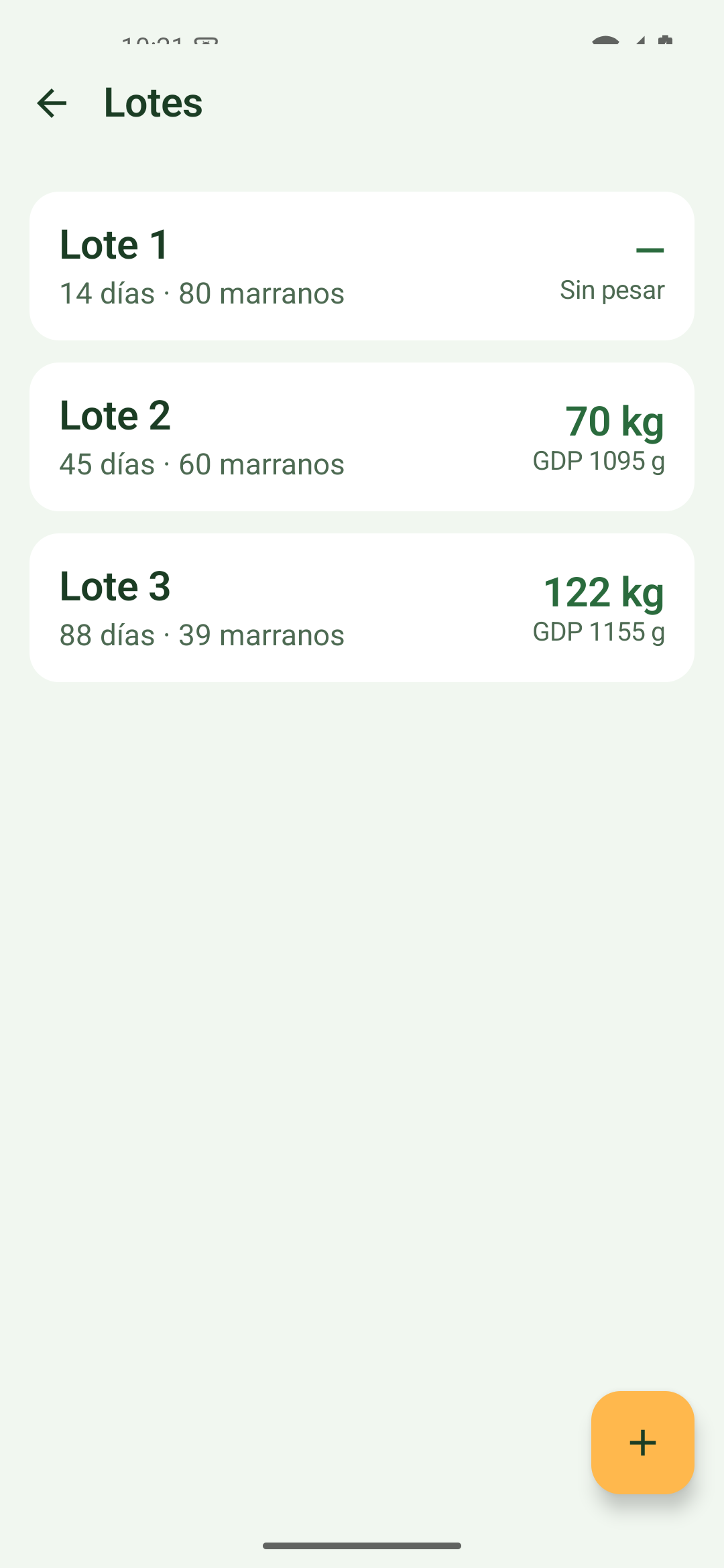 Lista de lotes
